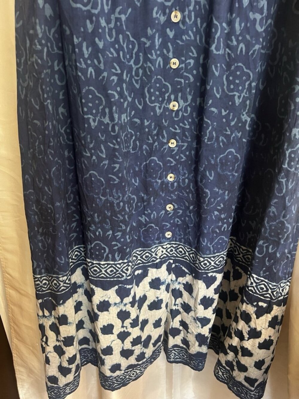 Natural Life Avery Button Front Midi Dress XL Pockets Blue Shibori Boho Indie. - Picture 4 of 7